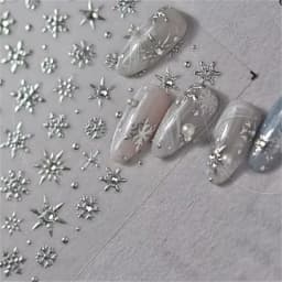 5D Laser Winter Snowflake Christmas Shiny Rhinestone Embossed Relief Self Adhesive Nail Art Decoration Sticker Manicure Decals
