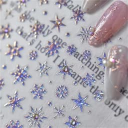5D Laser Winter Snowflake Christmas Shiny Rhinestone Embossed Relief Self Adhesive Nail Art Decoration Sticker Manicure Decals