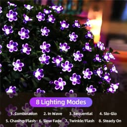 Outdoor Solar Led String Lights Cherry Flowers Light Strings 8 Lighting Modes Solar Lamp for Camping Wedding Christmas Decor