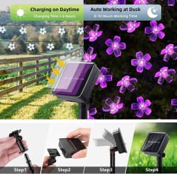 Outdoor Solar Led String Lights Cherry Flowers Light Strings 8 Lighting Modes Solar Lamp for Camping Wedding Christmas Decor