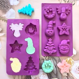 1pc 6-cavity Christmas shaped silicone mold, used for DIY mousse cakes, desserts, pastries, baking utensils