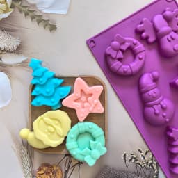 1pc 6-cavity Christmas shaped silicone mold, used for DIY mousse cakes, desserts, pastries, baking utensils