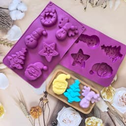 1pc 6-cavity Christmas shaped silicone mold, used for DIY mousse cakes, desserts, pastries, baking utensils