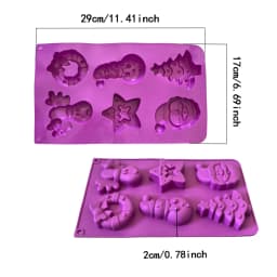 1pc 6-cavity Christmas shaped silicone mold, used for DIY mousse cakes, desserts, pastries, baking utensils