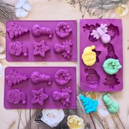 1pc 6-cavity Christmas shaped silicone mold, used for DIY mousse cakes, desserts, pastries, baking utensils
