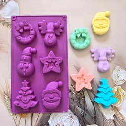 1pc 6-cavity Christmas shaped silicone mold, used for DIY mousse cakes, desserts, pastries, baking utensils