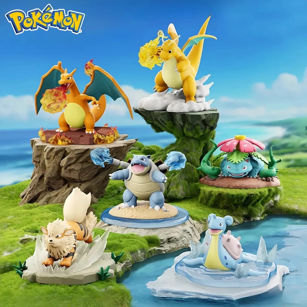 Genuine Pokemon Anime Action Figures Call Of Duty GK PVC Charizard Blastoise Arcanine Lapras Venusaur Dragonite Christmas Gift