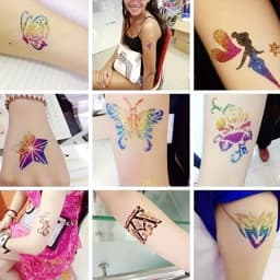 Glitter Temporary Tattoo Set 24 Colors with 2 Bottles of Glue,3 Sheets of Stencil Paper for Stage Performances,Christmas Parties