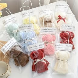 20pcs/10SET Teddy Bear Towel Gift Set, Wedding Companion Gift, Comes with Transparent Bag Suitable for Christmas, Birthday