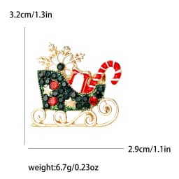Christmas Enamel Sleigh Car Brooches for Women Unisex Rhinestone Deer Pins Banquet Party Backpack Gifts Jewelry Accessories