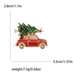 Christmas Enamel Sleigh Car Brooches for Women Unisex Rhinestone Deer Pins Banquet Party Backpack Gifts Jewelry Accessories