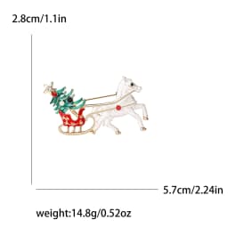 Christmas Enamel Sleigh Car Brooches for Women Unisex Rhinestone Deer Pins Banquet Party Backpack Gifts Jewelry Accessories