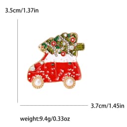 Christmas Enamel Sleigh Car Brooches for Women Unisex Rhinestone Deer Pins Banquet Party Backpack Gifts Jewelry Accessories