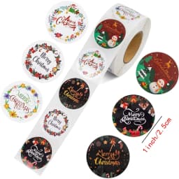 500pcs 1inch Christmas Stickers for Envelope Round Merry Christmas Stickers 8 Designs Christmas Gift Decor Stickers