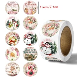 500pcs 1inch Christmas Stickers for Envelope Round Merry Christmas Stickers 8 Designs Christmas Gift Decor Stickers