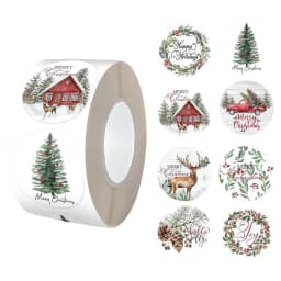 500pcs 1inch Christmas Stickers for Envelope Round Merry Christmas Stickers 8 Designs Christmas Gift Decor Stickers