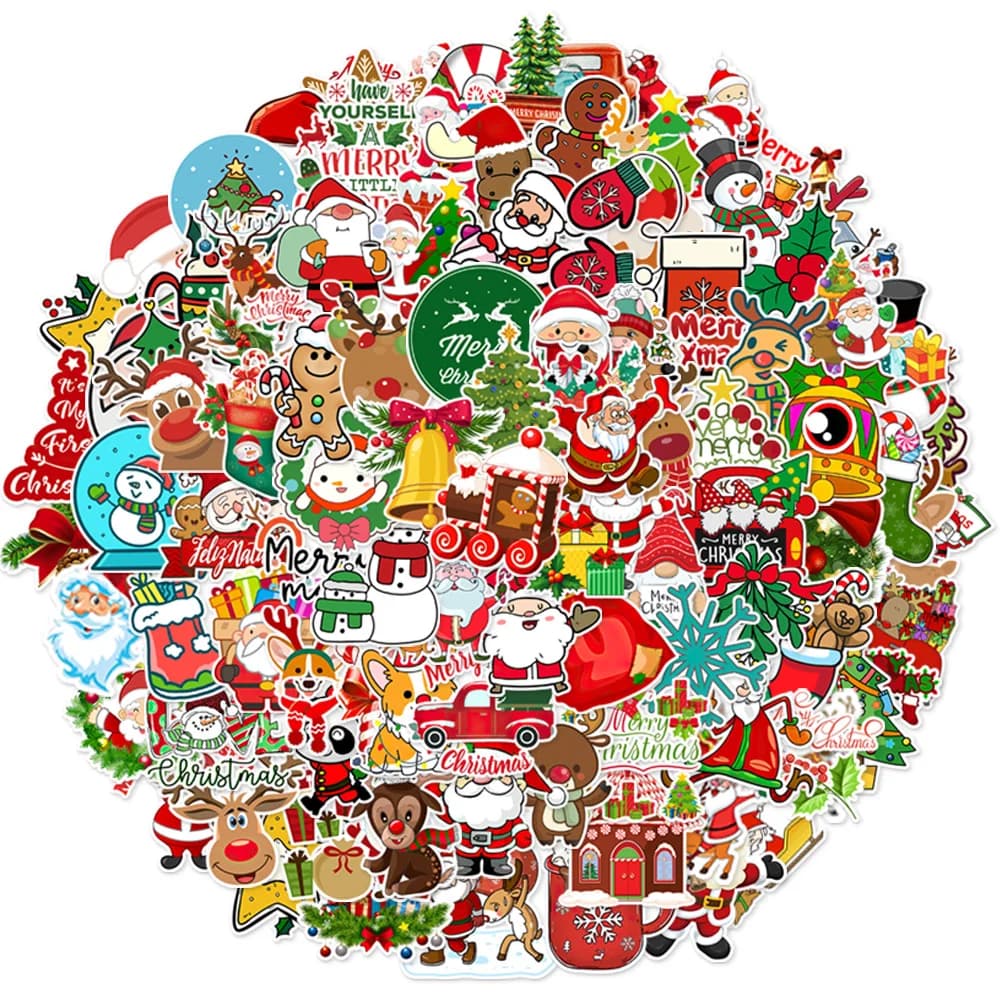 50/100PCS Christmas Series Cartoon Festival Fun Graffiti Stickers DIY Manual Scrap Book Tablet Decorative Stickers 