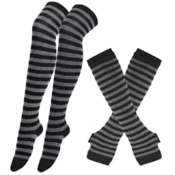 2Pair/Set Women Gothic Punk Over Knee Long Stripe Socks Girl Arm Sleeve Gloves Thigh High Cotton Socks Sweet Cute Christmas Gift
