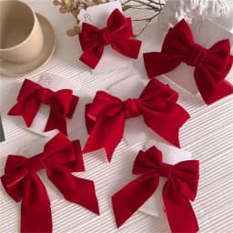 1Pcs Red Bowknot Hair Clip for Chinese New Year Christmas Barrettes Hair Accessories Gifts for Women Girls Xmas Tree Ornament