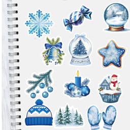 50PCS Blue Winter Stickers Scrapbooking Laptop Graffiti Room Community Art Picture Diary Y2k Fashion Phone Fun Christmas Sticker