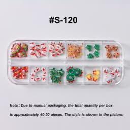12grids Cartoon Mixed Resin Santa Claus Nails Decor Kawaii Christmas Snowman Elk Nail Charms Parts 3D Festival DIY Nail Supplies