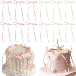 10/20Pcs Pink Red Bow Cake Decorations Ribbons Cake Topper Kids Girls Birthday Party Supplies Christmas Wedding Cake DIY Decor
