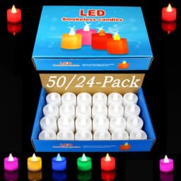 50/24*Pack Colorful LED Candle Light Battery Operated Tealight Switch Candles Flameless Wedding Home Christmas Decor Mini Candle