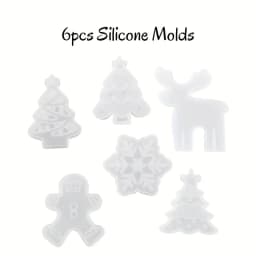6pcs Christmas-Themed Silicone Candle Molds Set: Reusable, Soft & Easy-to-Release DIY Craft Molds for Aromatherapy Candles