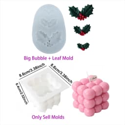Christmas Holly Leaf Bubble Candle Silicone Mold Handmade Aromatherapy Gypsum Clay Making Shaped Candle Xmas New Year Gift Mold