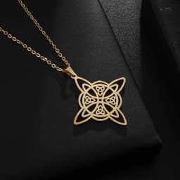 Exquisite Stainless Steel Pattern Witch Knot Pendant Necklace Celtic Knot Lucky Jewelry Christmas Gift for Friends and Family