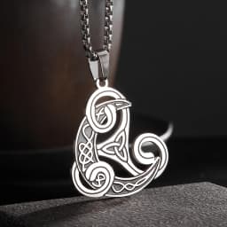 Exquisite Stainless Steel Pattern Witch Knot Pendant Necklace Celtic Knot Lucky Jewelry Christmas Gift for Friends and Family