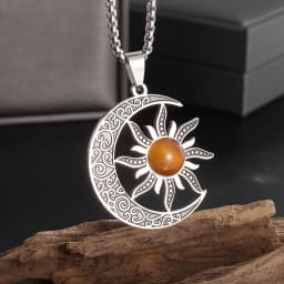 Exquisite Stainless Steel Pattern Witch Knot Pendant Necklace Celtic Knot Lucky Jewelry Christmas Gift for Friends and Family