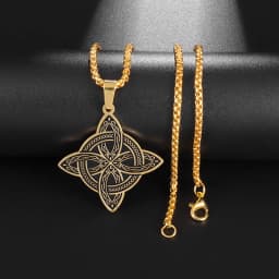 Exquisite Stainless Steel Pattern Witch Knot Pendant Necklace Celtic Knot Lucky Jewelry Christmas Gift for Friends and Family