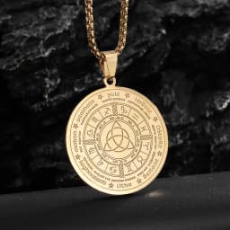 Exquisite Stainless Steel Pattern Witch Knot Pendant Necklace Celtic Knot Lucky Jewelry Christmas Gift for Friends and Family