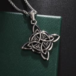 Exquisite Stainless Steel Pattern Witch Knot Pendant Necklace Celtic Knot Lucky Jewelry Christmas Gift for Friends and Family
