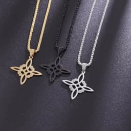 Exquisite Stainless Steel Pattern Witch Knot Pendant Necklace Celtic Knot Lucky Jewelry Christmas Gift for Friends and Family