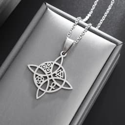 Exquisite Stainless Steel Pattern Witch Knot Pendant Necklace Celtic Knot Lucky Jewelry Christmas Gift for Friends and Family