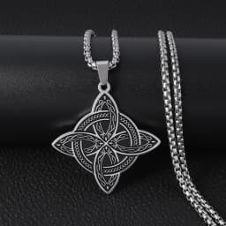 Exquisite Stainless Steel Pattern Witch Knot Pendant Necklace Celtic Knot Lucky Jewelry Christmas Gift for Friends and Family