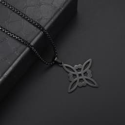 Exquisite Stainless Steel Pattern Witch Knot Pendant Necklace Celtic Knot Lucky Jewelry Christmas Gift for Friends and Family