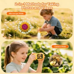 Kids Digital Microscope 1000X Magnification 8 LED Portable Handheld Microscope for Outdoor Exploration, Birthday Christmas Gift