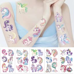 10pcs Kawaii Unicorn Tattoo Stickers Cool Cartoon Animal Childer Party Temporary Tattoos Sticker Pack Christmas Gift Toy
