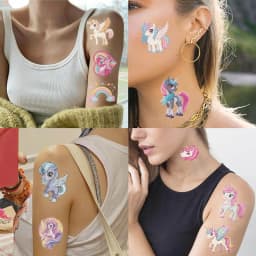 10pcs Kawaii Unicorn Tattoo Stickers Cool Cartoon Animal Childer Party Temporary Tattoos Sticker Pack Christmas Gift Toy