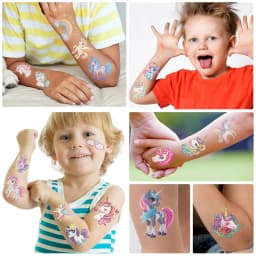 10pcs Kawaii Unicorn Tattoo Stickers Cool Cartoon Animal Childer Party Temporary Tattoos Sticker Pack Christmas Gift Toy