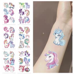 10pcs Kawaii Unicorn Tattoo Stickers Cool Cartoon Animal Childer Party Temporary Tattoos Sticker Pack Christmas Gift Toy