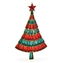 Wuli&baby Shining Christmas Tree Brooches For Women Unisex 4-color Rhinestone New Year Plants Party Office Brooch Pins Gifts