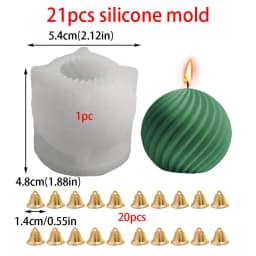 1-21pcs Rotate Ball Silicone Candle Mold Golden Bell DIY Resin Plaster Making Kit Handmade Christmas Souvenirs Winter Home Decor