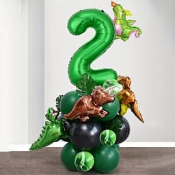 25Pcs 32 Inch Green Number Mini Dinosaur Foil Balloons for Birthday Anniversary Festival Halloween Christmas Party Decorations