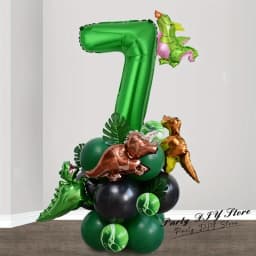 25Pcs 32 Inch Green Number Mini Dinosaur Foil Balloons for Birthday Anniversary Festival Halloween Christmas Party Decorations