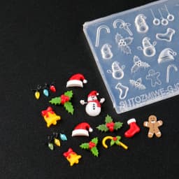Christmas Theme Cartoon Silicone Nail Carving Mold High Transparency Snowman Gingerbread Soft Nail Template Winter DIY Nail Deco
