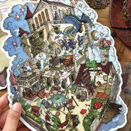Kawaii The Magician 3D The Empress Landscape Sticker DIY Pocket Cabin Scene Christmas gifts